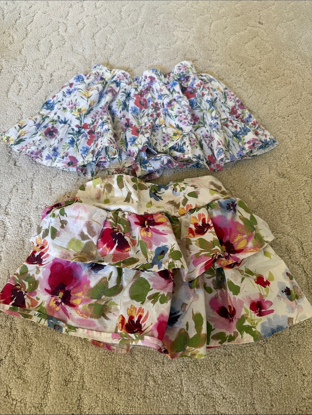 GAP Girls Floral Tiered Skorts - White with Pink, Green & Blue Flowers